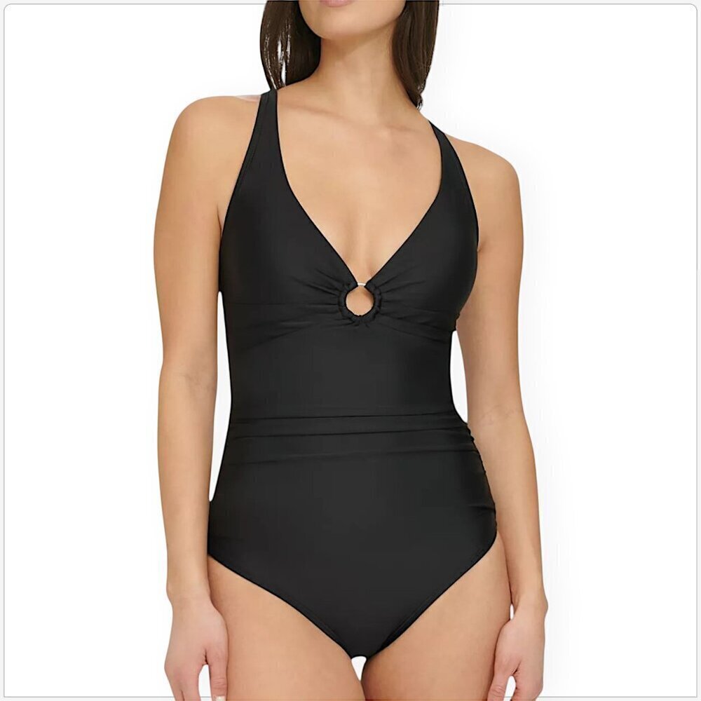 Tommy Hilfiger Black O-Ring One Piece Swimsuit Summer Vacation Pool NWT New 4